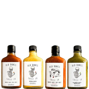 The Foursome by Old Bones Chilli Co - a gourmet bundle of 4 best-selling hot sauces for chili lovers.